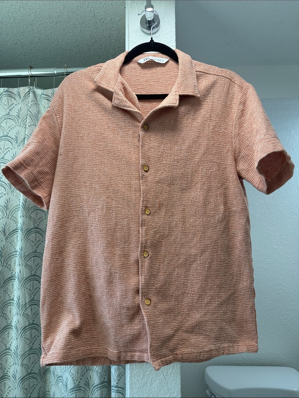 Zara Men's Short-Sleeve Knit  Shirt - Salmon